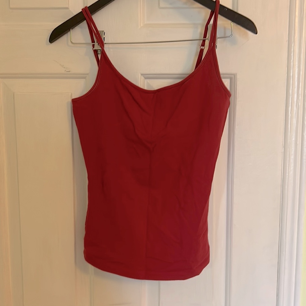Red tank with fitted bra